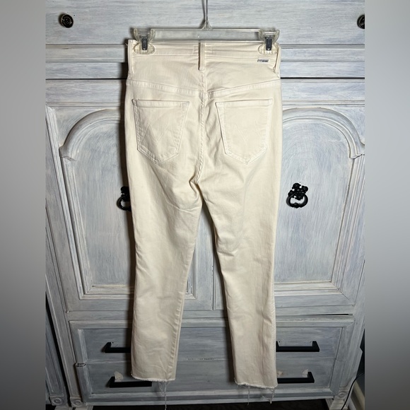 Mother Denim High‎ Waisted Rascal Ankle Fray Eggnog Jeans Stretch Classic - Picture 11 of 13